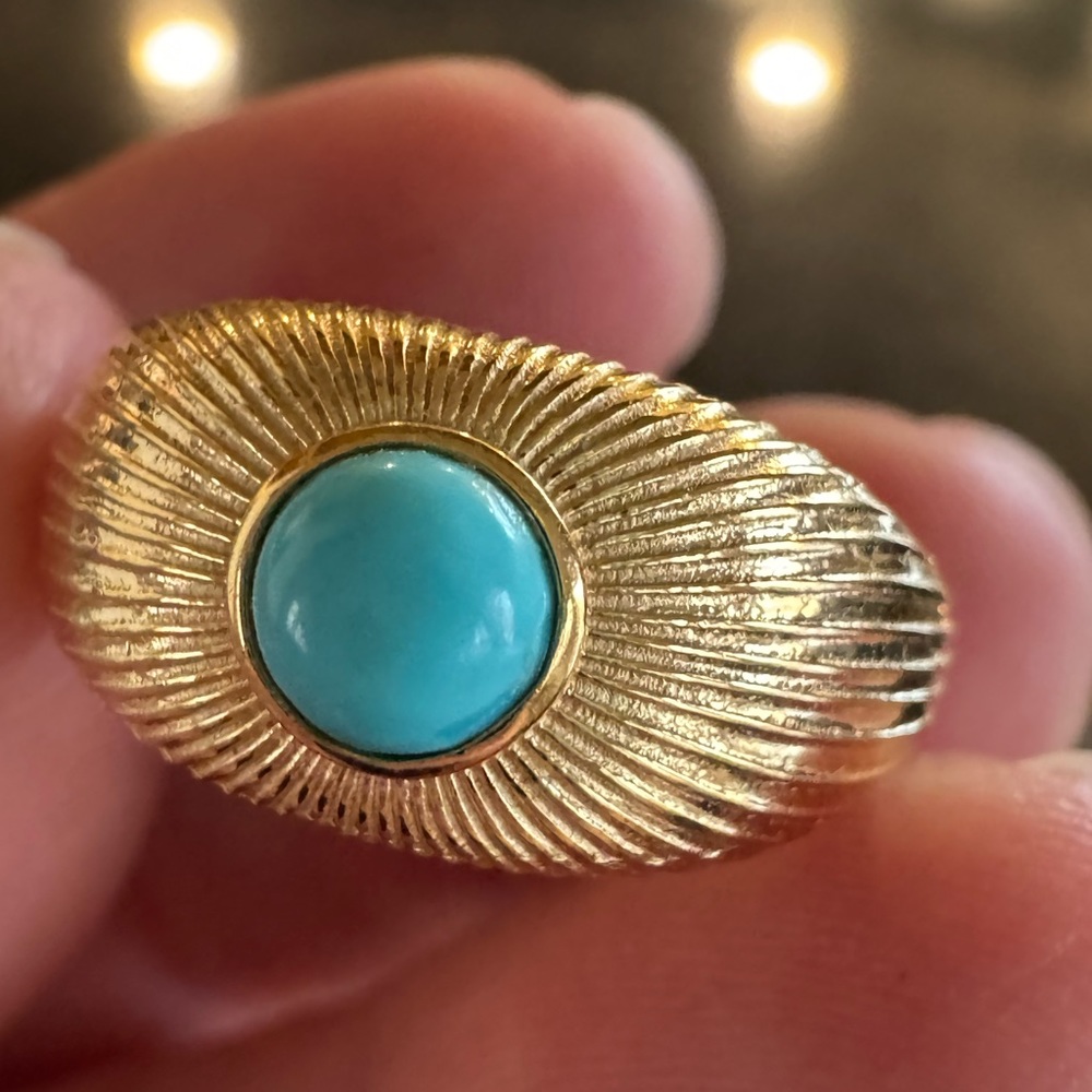 Sterling Silver Turquoise Ring – Made in India, Size 7 - Picture 4 of 5